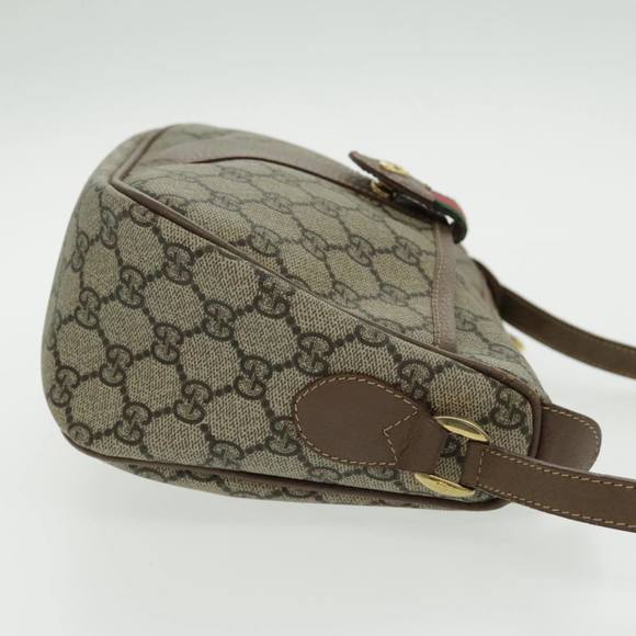 GUCCI GG Canvas Web Sherry Line Shoulder Bag PVC Beige Gold Auth 97156 - Picture 4 of 16